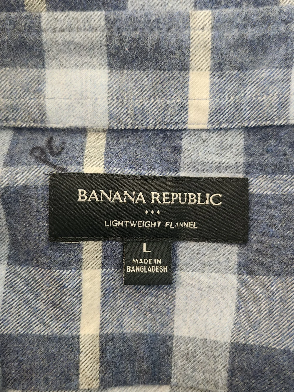 Banana Republic Blue Plaid Flannel Button Down Shirt Size Large